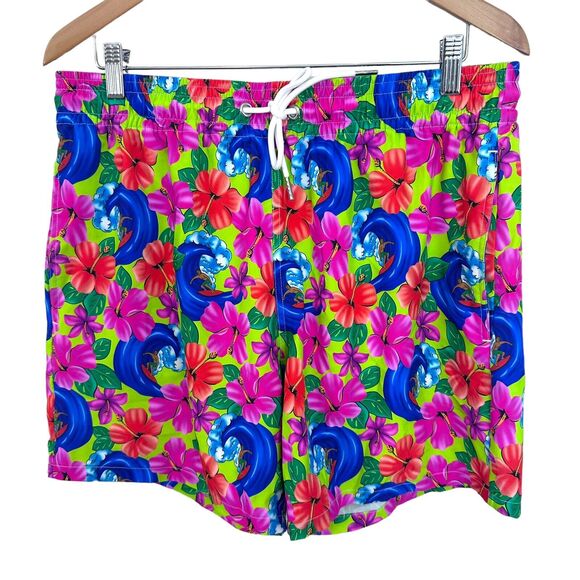 Frankies Bikinis Winston Unisex Board Short Floral Large Neon Surfer Swimwear - Picture 15 of 16